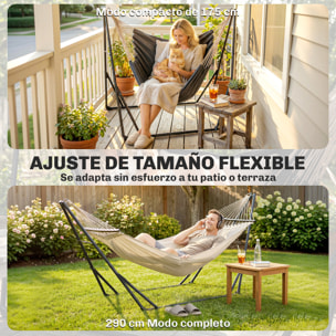 Soporte para Hamaca Plegable, Largo 290 cm, Soporte para Hamaca Portátil de Acero, Longitud Ajustable, con Bolsa de Transporte, Carga 120 kg, Negro