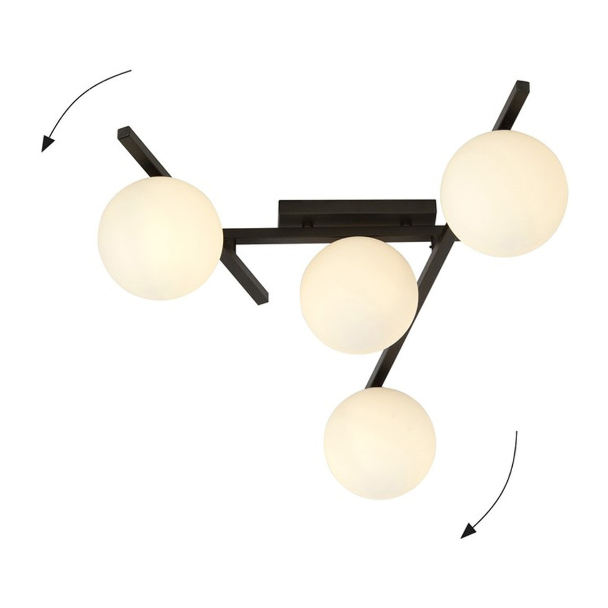 Lampada a sospensione SMART in acciaio nero e vetro opale