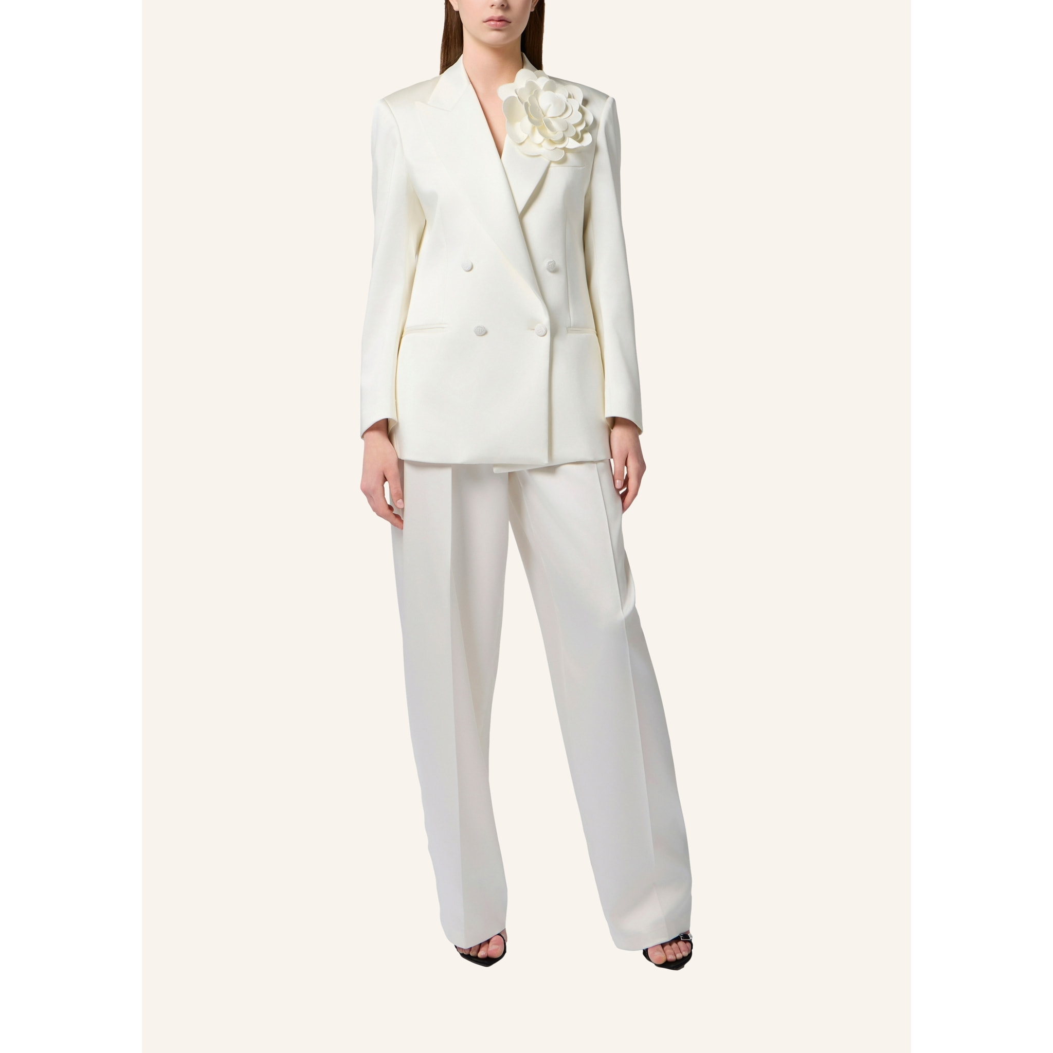PHILIPP PLEIN Double-Breasted Satin Blazer Roses