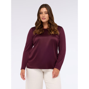 Fiorella Rubino - T-shirt bimaterica a maniche lunghe - Bordeaux