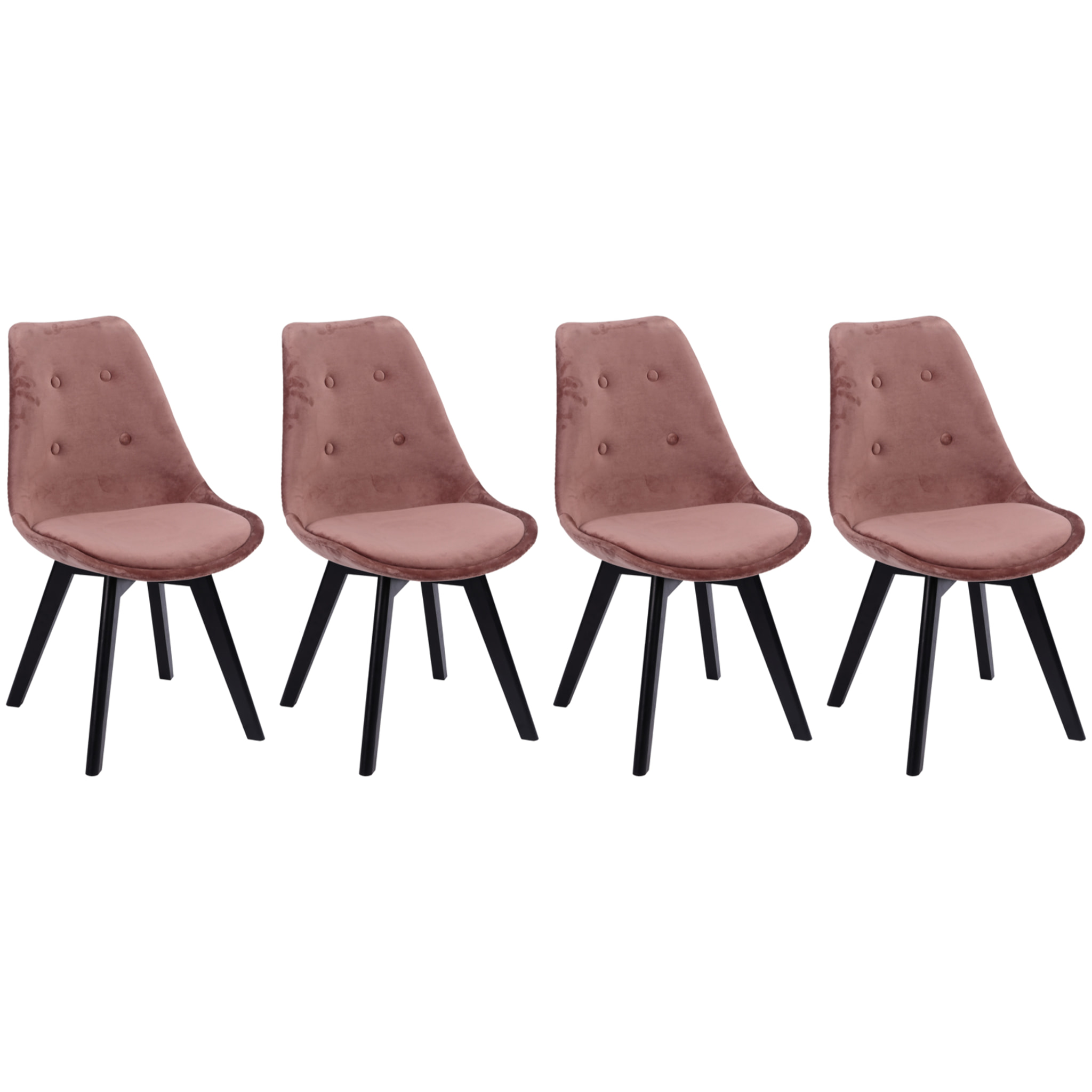 Lot de 4 chaises en velours NORA roses avec coussin