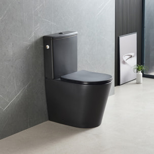 Brevis WC à poser complet sans bride en céramique avec abattant SoftClose, rinçage Vortex, noir mat (SATBRE031RTORVPBKM)