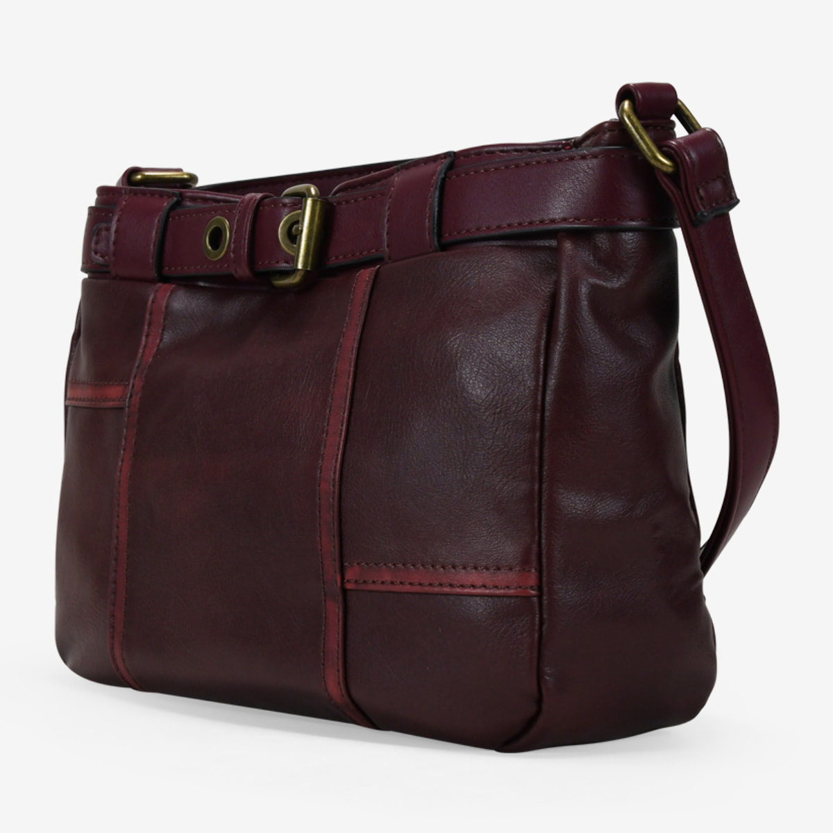 Bolso bandolera burdeos vintage con cinturón