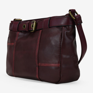 Bolso bandolera burdeos vintage con cinturón