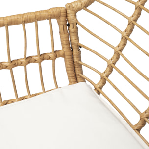 Salon de jardin TIGA en résine tressée 4 places - coussins crème