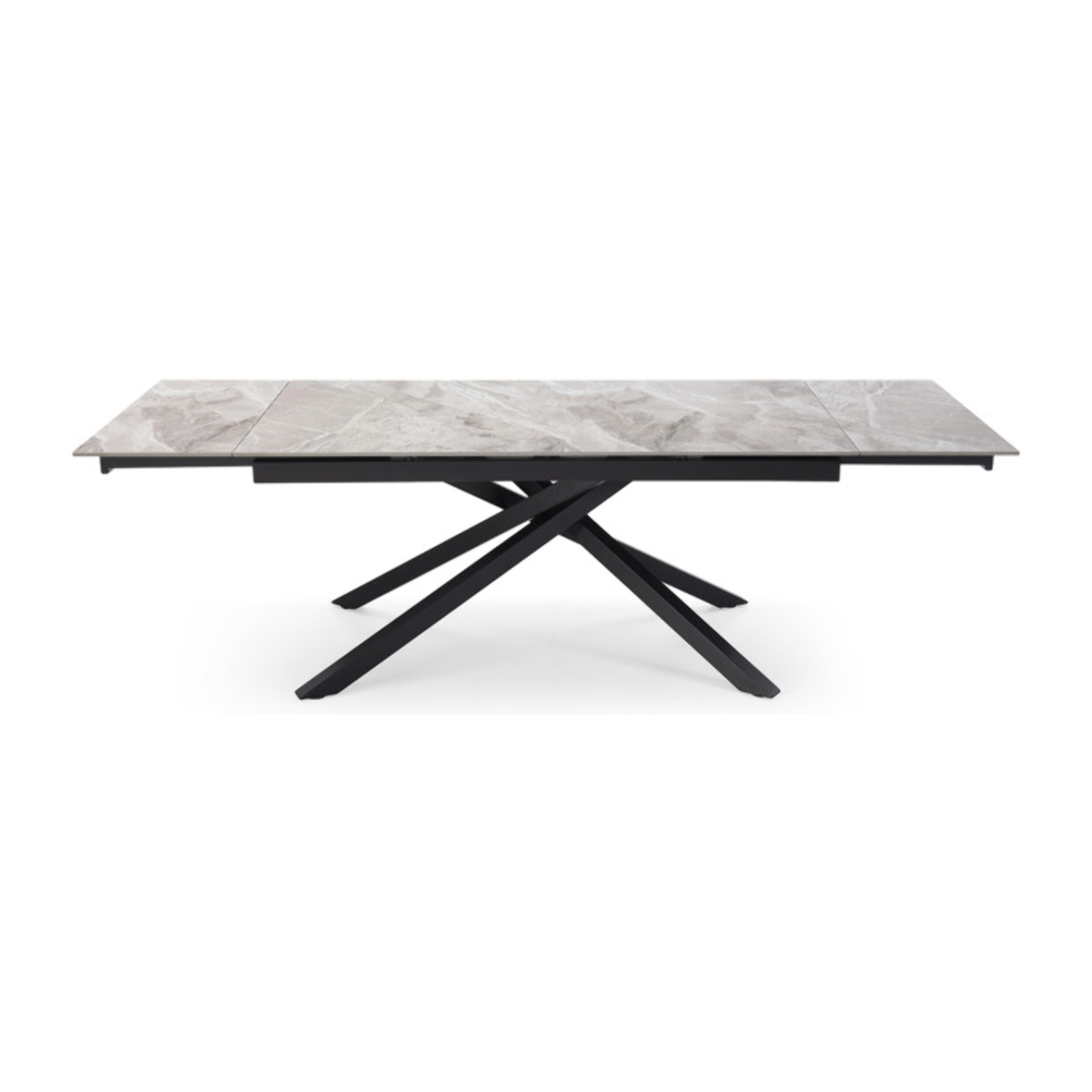 Table extensible céramique gris marbré 180/260 cm - 8 piètements - UNIK