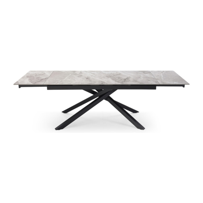 Table extensible céramique gris marbré 180/260 cm - 8 piètements - UNIK