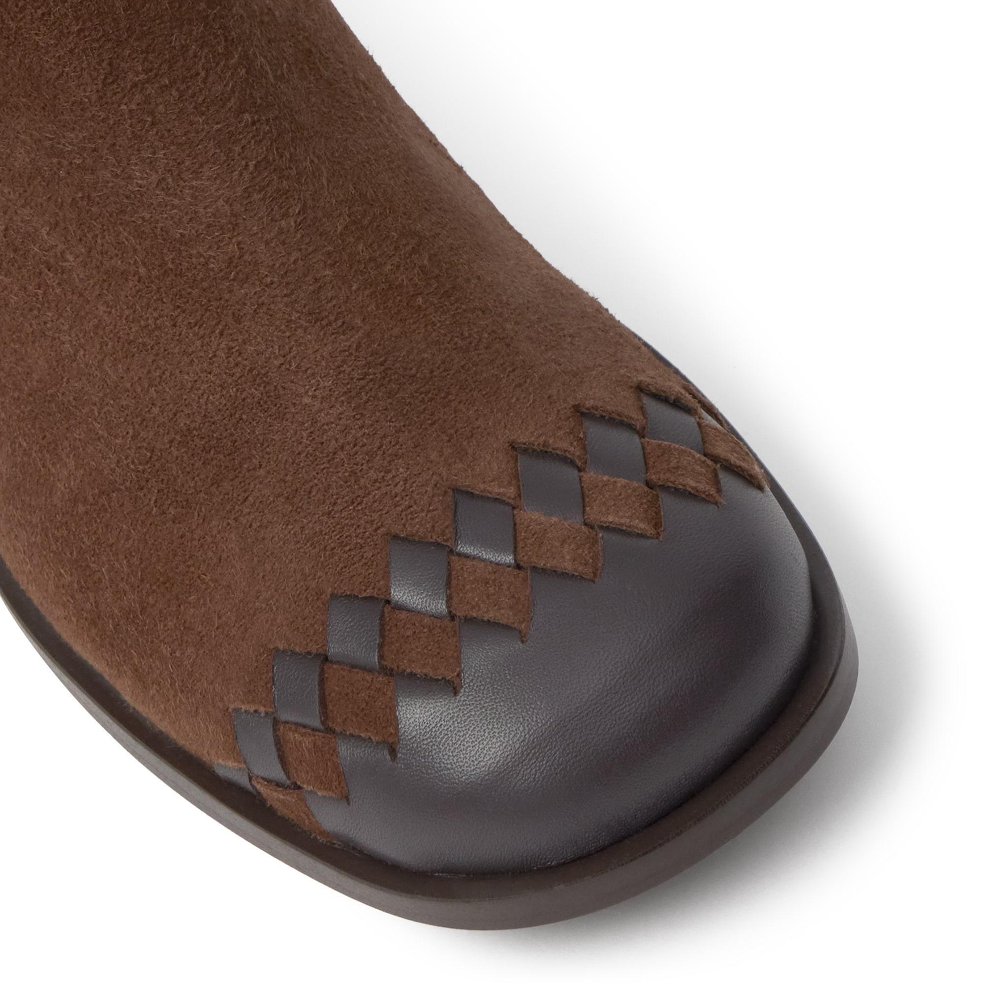 Botín de tacón Nadia en ante y cuero trenzados con cierre de cremallera