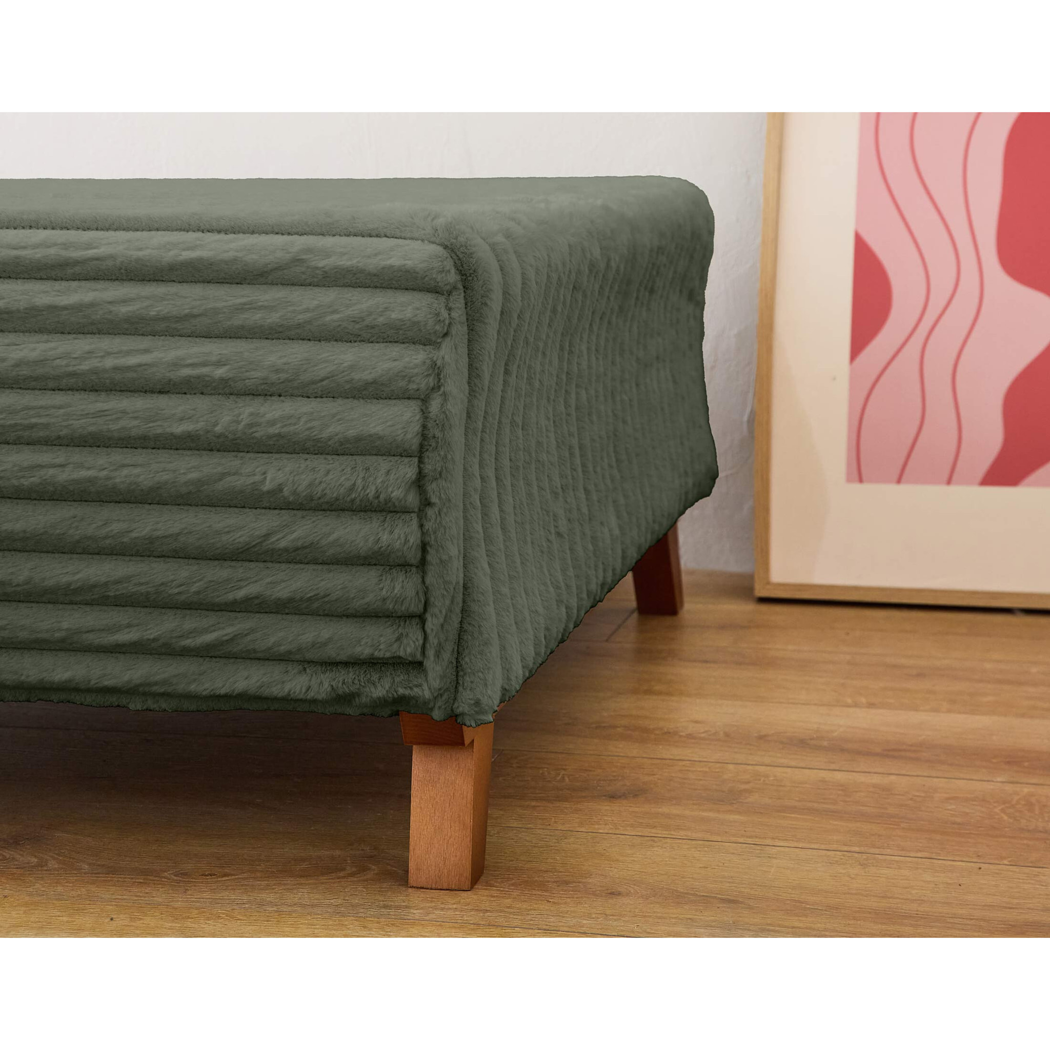 Cristal - pouf modulable - 95 cm - en fausse fourrure côtelée - Vert
