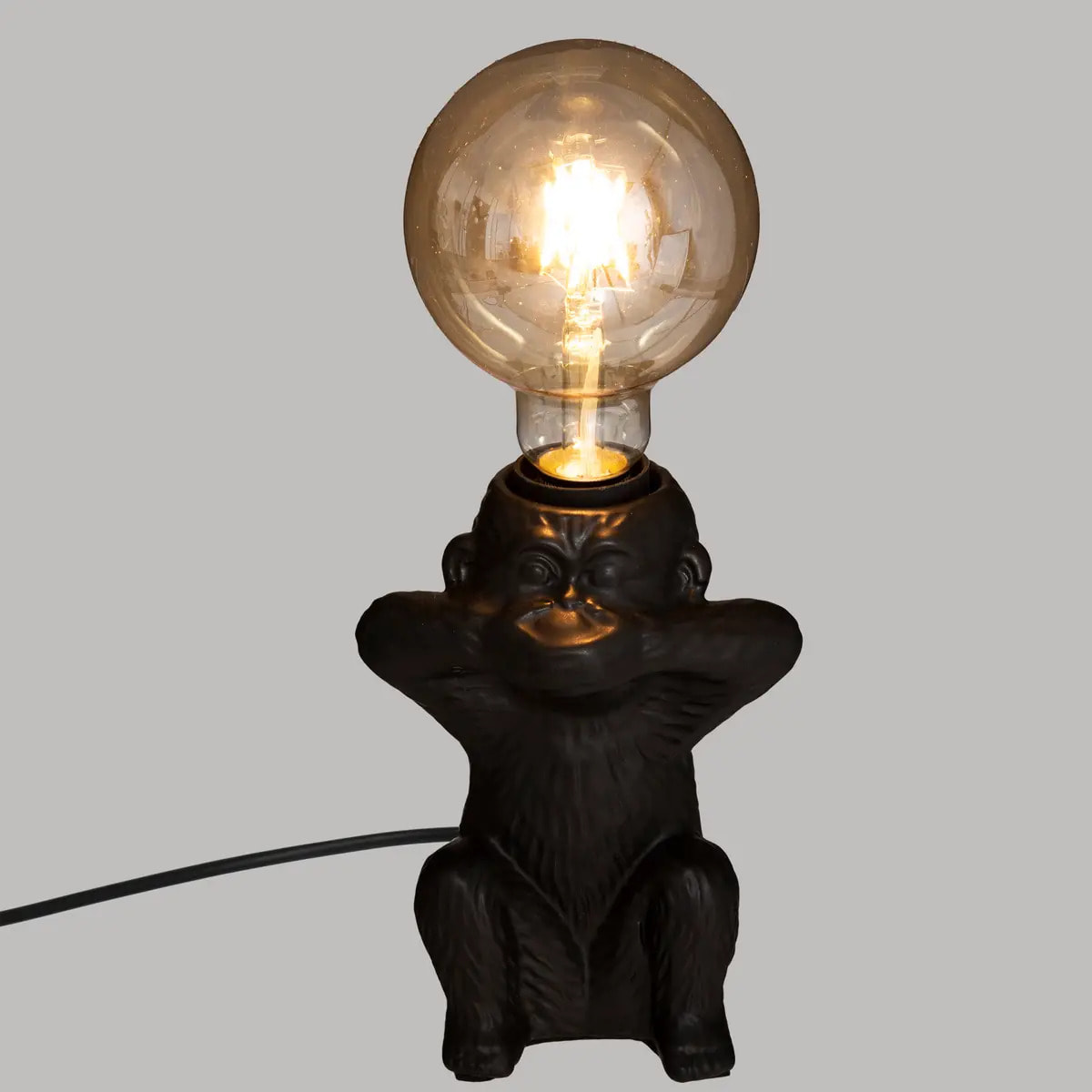 Lampe socle "Singe" noire - céramique H17 cm