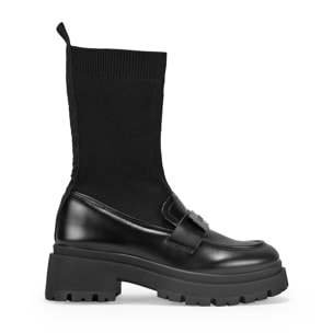 Mocasines de plataforma negros con calcetín