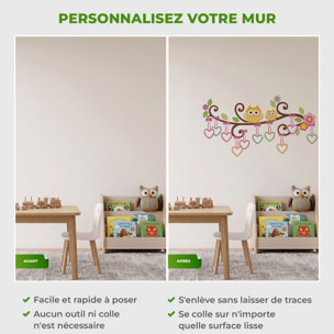 Stickers Muraux décoration adhésifs hiboux et cœurs sur un arbre