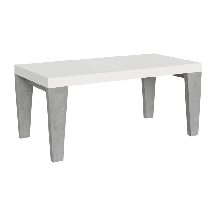 Mesa extensible 90x180/284 cm Spimbo Mix tapa Fresno Blanco patas Cemento