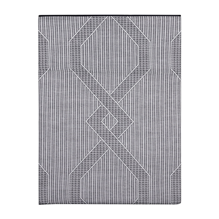 Drap plat imprimé en jacquard de coton bio, RIVOLI, Bleu