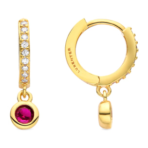 Pendientes de Circonita Rubí acabados en oro amarillo de 18K