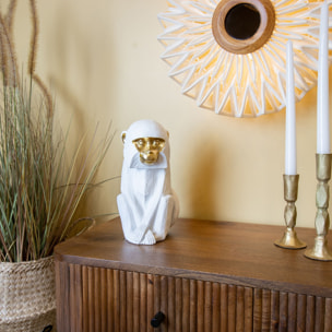 Figurine singe en résine blanche et dorée YULU