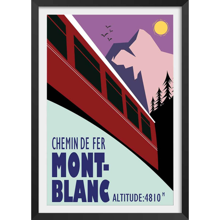 Affiche Terminus chamonix 4810m Affiche + cadre en bois - Noir