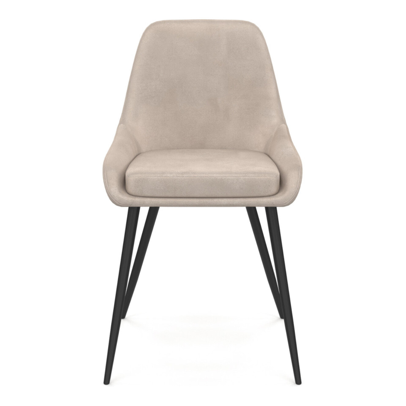 Chaises Olivia en velours taupe et pieds métal noirs - lot de 4