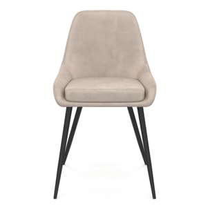 Chaises Olivia en velours taupe et pieds métal noirs - lot de 4