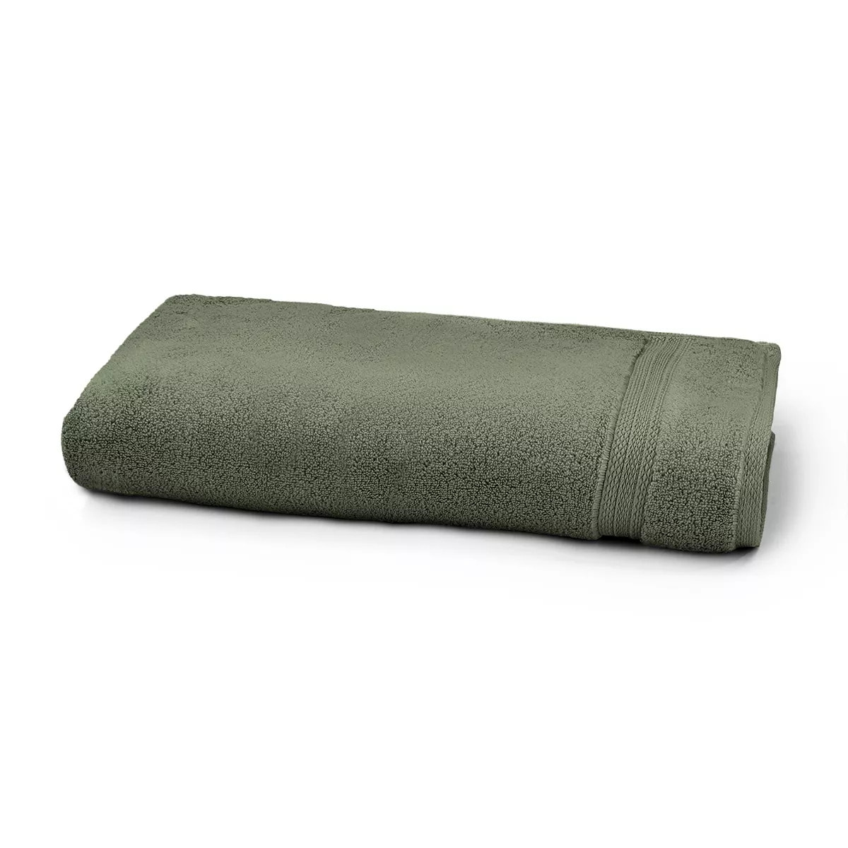 Drap de douche pur coton 550 g/m² uni vert Elea kaki