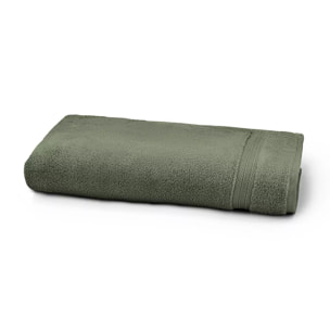Drap de douche pur coton 550 g/m² uni vert Elea kaki