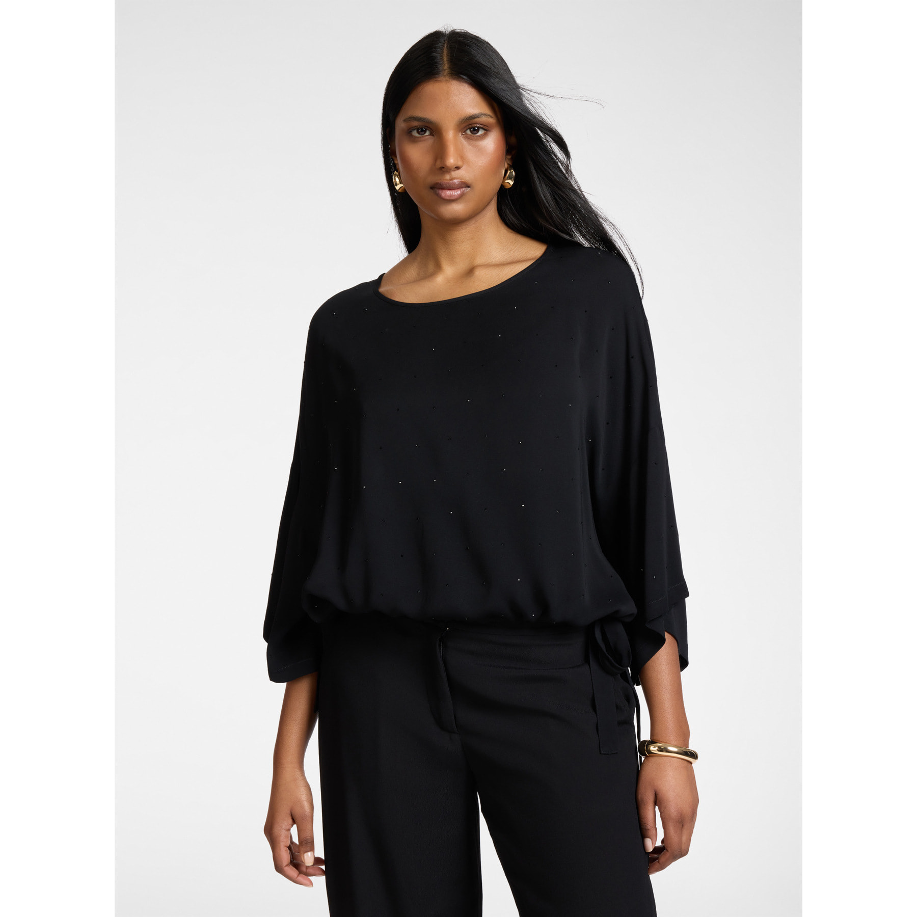 Elena Mirò - Blusa in marocaine con applicazioni - Nero