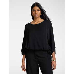 Elena Mirò - Blusa in marocaine con applicazioni - Nero
