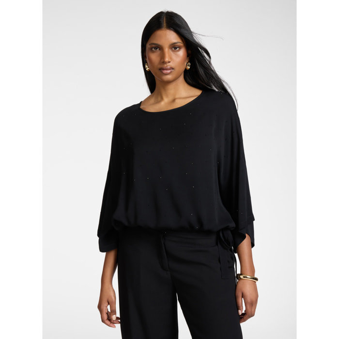 Elena Mirò - Blusa in marocaine con applicazioni - Nero