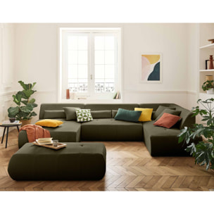 Onyx - canapé panoramique modulable d'angle droit 7 places - en velours côtelé - Vert