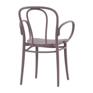 Set di 2 sedie NEWCASTLE in polipropilene tortora con braccioli, impilabili