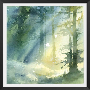 Affiche Bosquet ombragé Affiche + cadre en bois - Noir