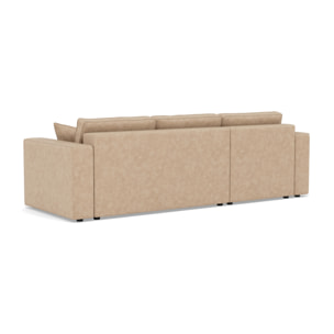 Topaze - canapé d'angle réversible 4 places convertible avec coffre en simili - Beige