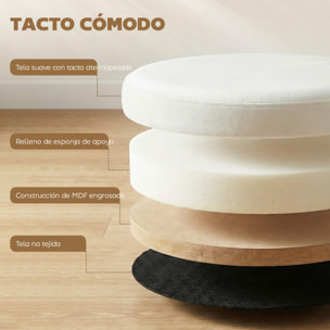 Puff Almacenaje, Banco Almacenaje Plegable, 35 L, 38x38x38 cm, Tapizado en Terciopelo, Baúl de Almacenamiento Redondo, Carga 120 kg, Taburete para Sala de Estar, Dormitorio, Entrada, Crema