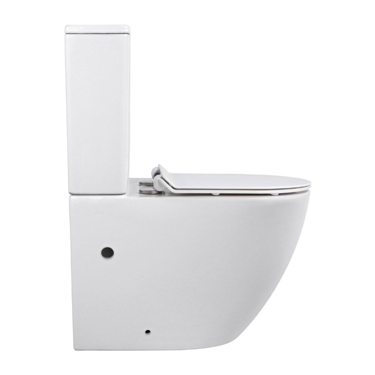 WC à poser sans bride en céramique + abattant SoftClose + réservoir de chasse, alimentation par le bas, blanc (CEPX030RREXVPBI)