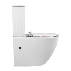 WC à poser sans bride en céramique + abattant SoftClose + réservoir de chasse, alimentation par le bas, blanc (CEPX030RREXVPBI)