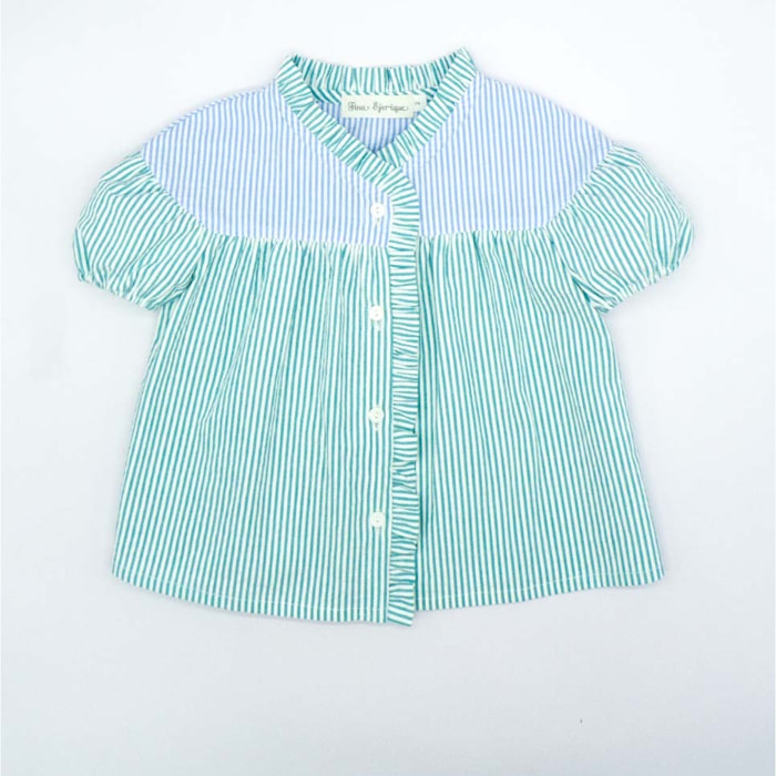 BLUSA VERDE Y AZUL