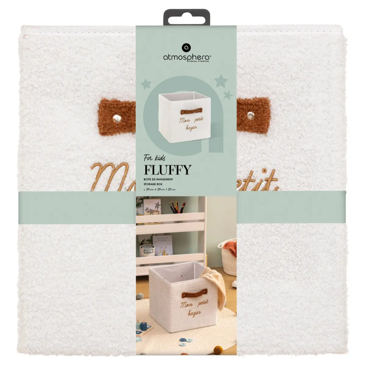 Panier de rangement Fluffy blanc 29x29cm