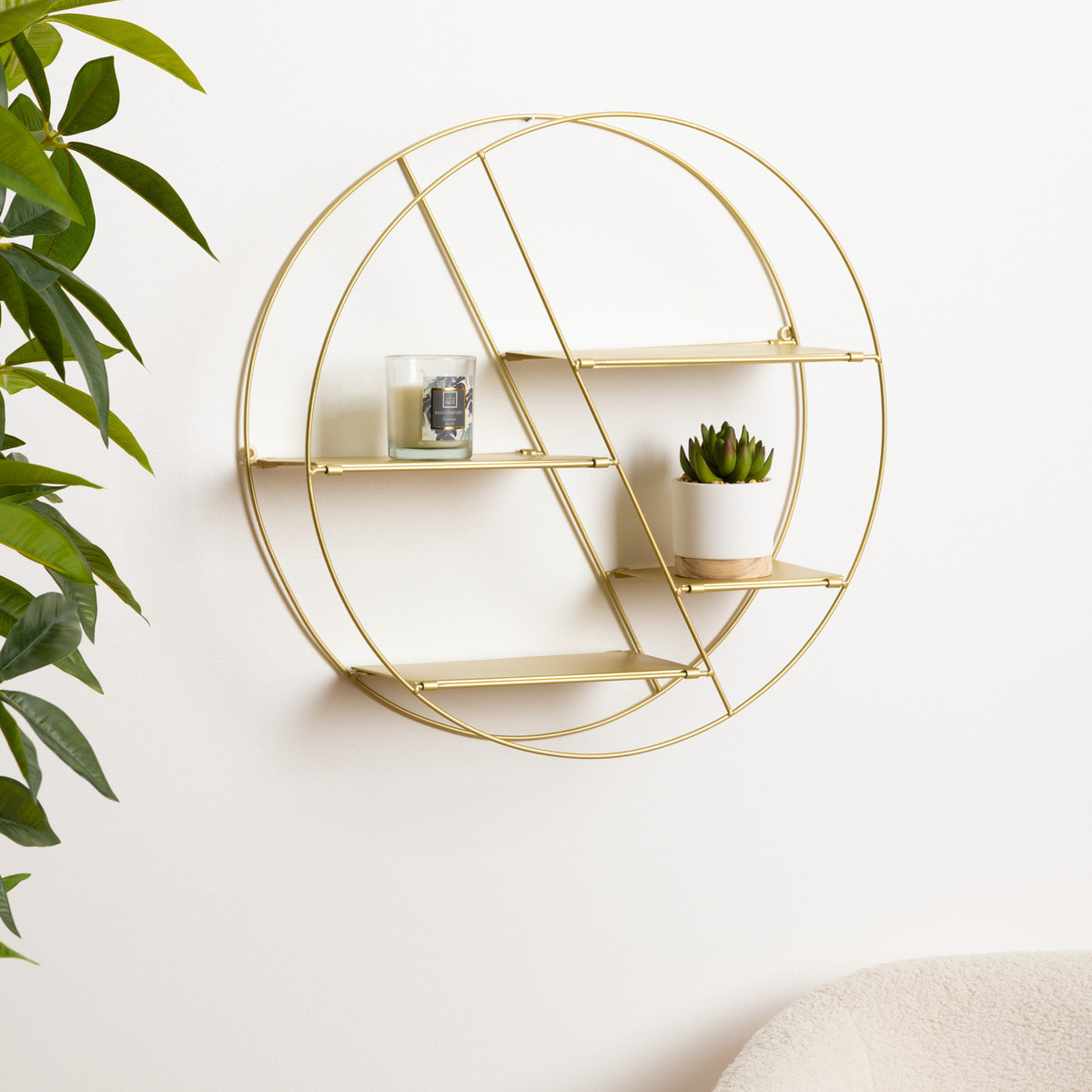 Etagère "Lara" en métal D50cm doré