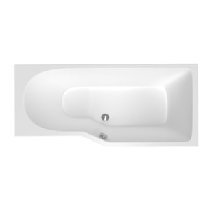 160x80 cm Beata Plus baignoire bain douche asymétrique en acrylique positionnement droite, sans pieds, blanc (BE1600PPLUS)