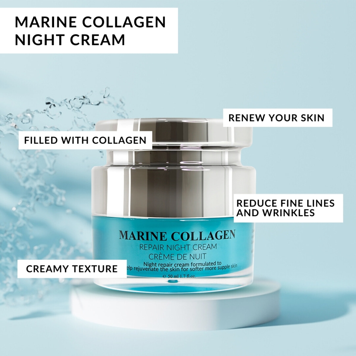 Crema de noche con colágeno marino