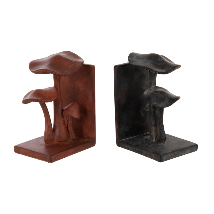 J-Line serre-livre Champignon - polyrésine - rouille/noir - set de 2