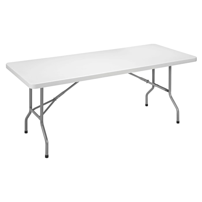 Mesa plegable multifuncional 180 x 75 x 74 cm con fijador automático de plegado y asa para su desplazamiento