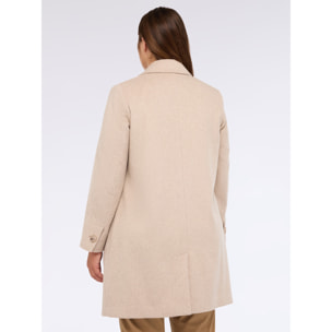 Fiorella Rubino - Cappotto misto lana con bottoni e collo a lancia - Beige