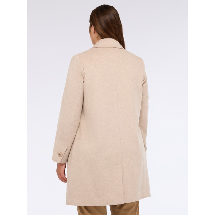 Fiorella Rubino - Cappotto misto lana con bottoni e collo a lancia - Beige