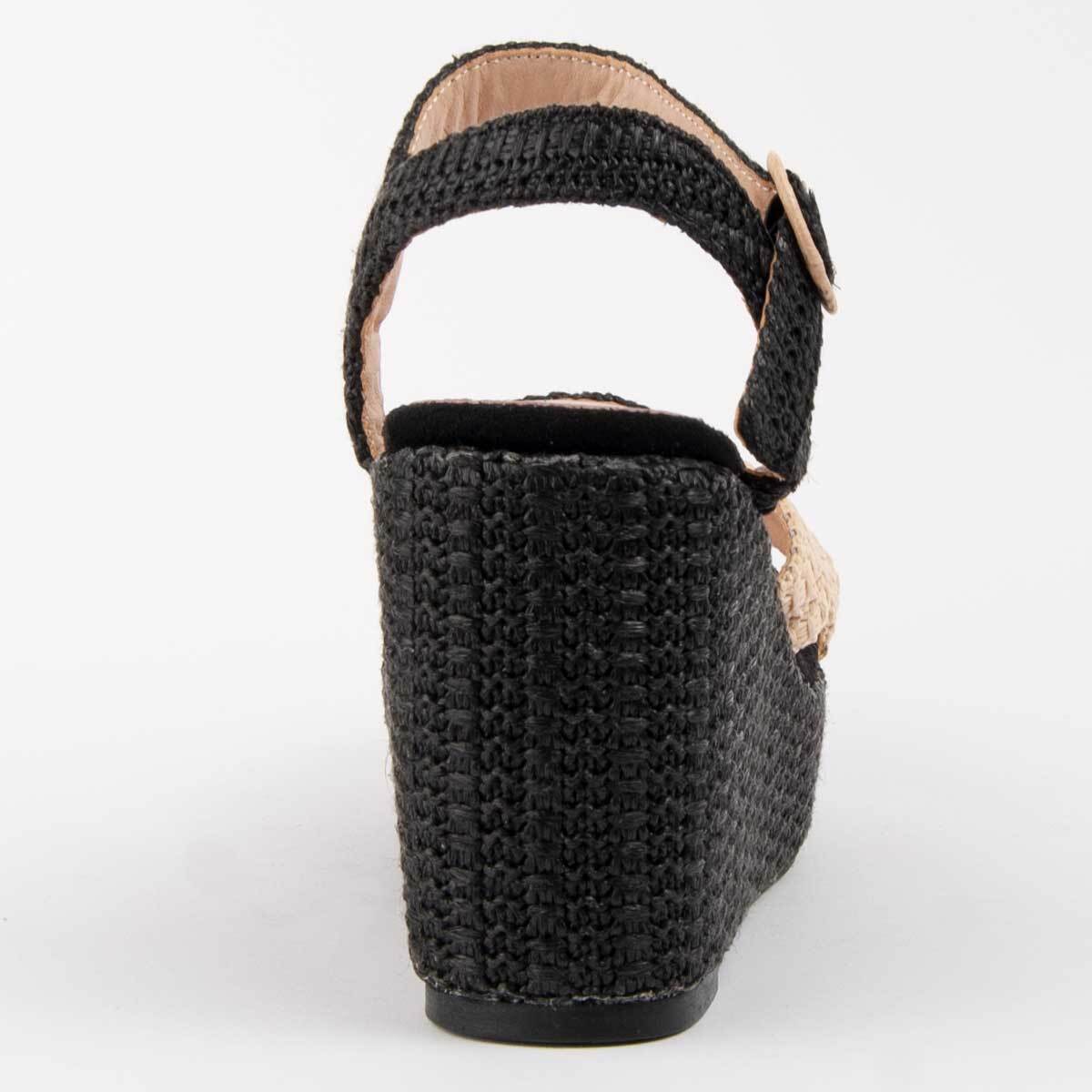 Sandalia De Cuña - Negro - Altura: 10 Cm