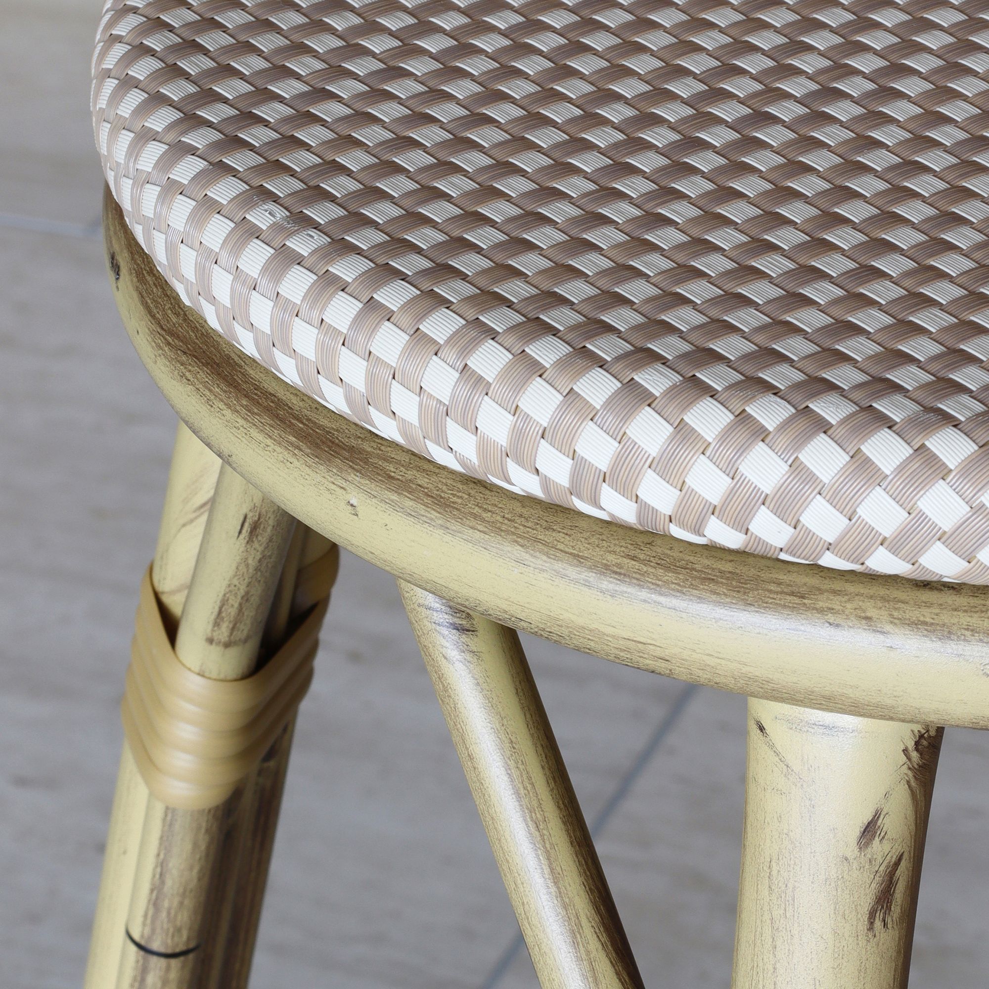 Tabouret de bar d'extérieur en aluminium effet rotin beige AMALFI