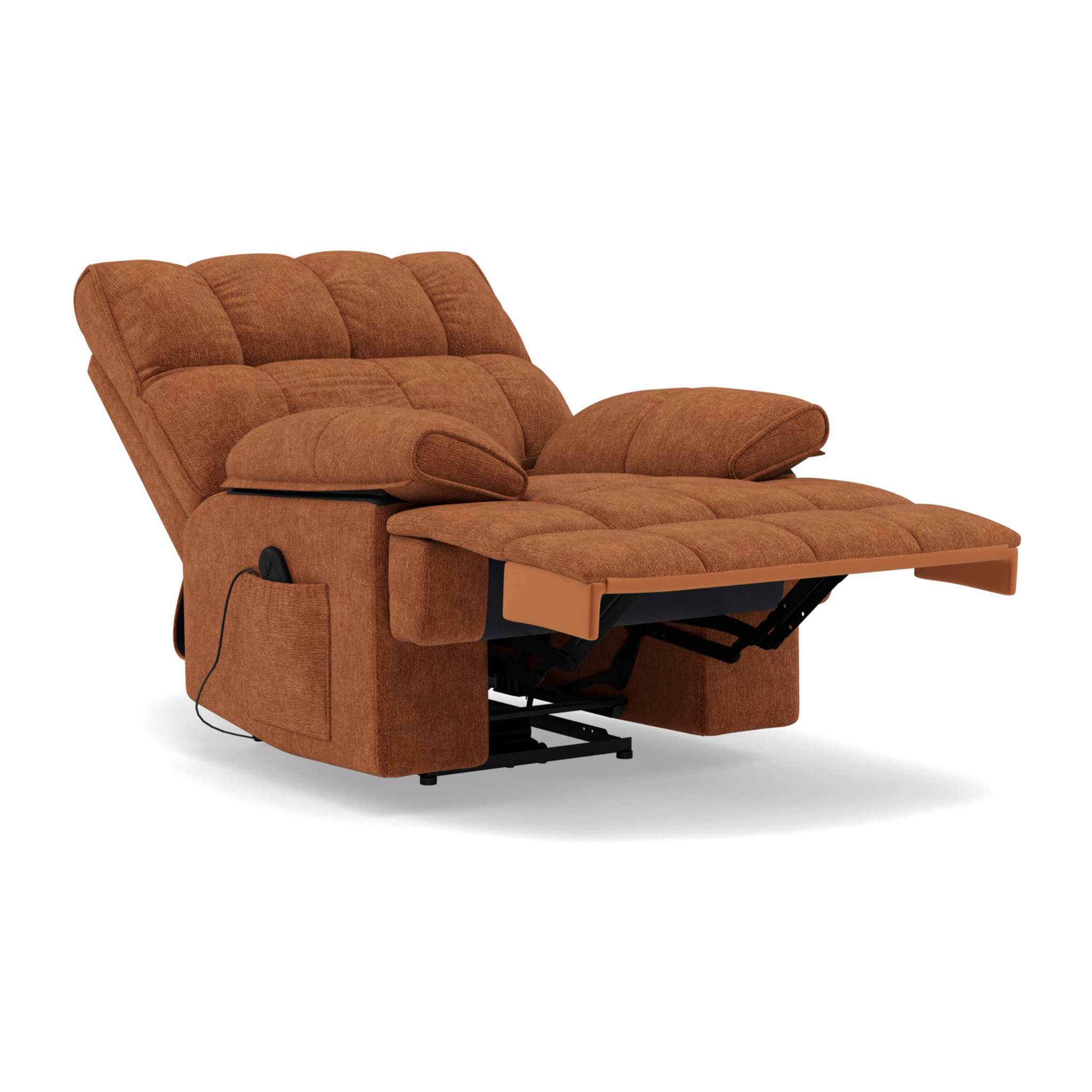 Chandler - Fauteuil relax électrique en velours texturé - Terracotta