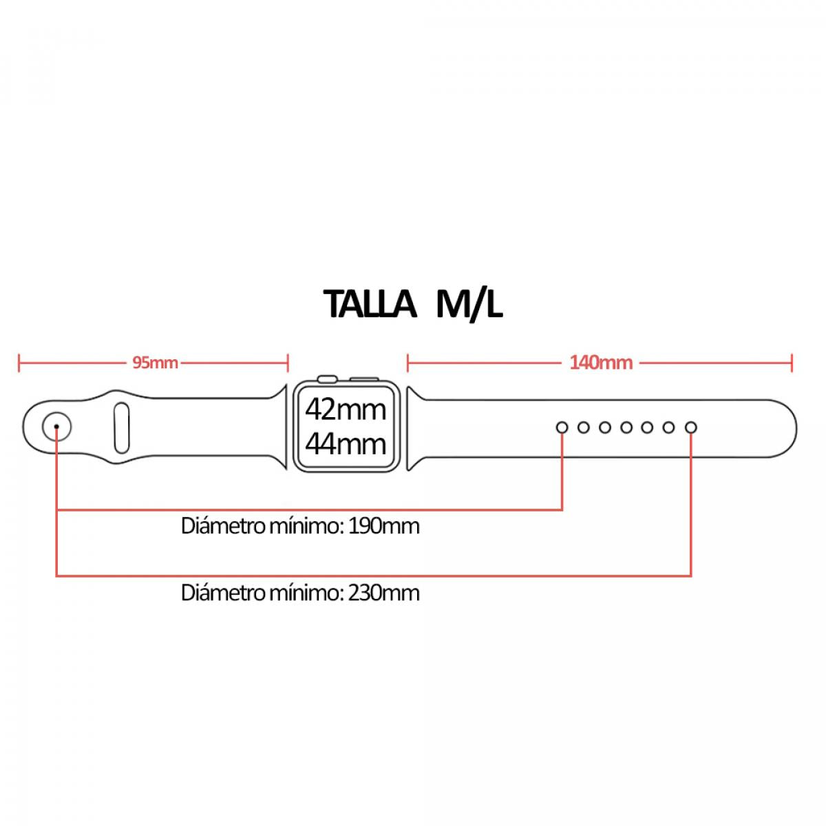 Correa de silicona Compatible con Apple Watch de: 42/44/45/49mm Talla M/L