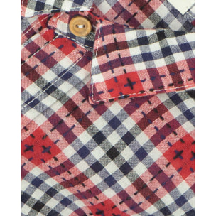 Camisa cuello camisero cuadros rojo y azul