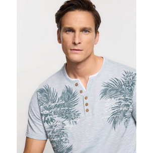 Camiseta Manga Corta Estampado Tropical Verde - Cliffs